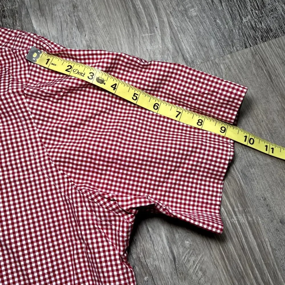 POLO RALPH LAUREN Red & White Gingham Short Sleeve Button Down Mens Shirt